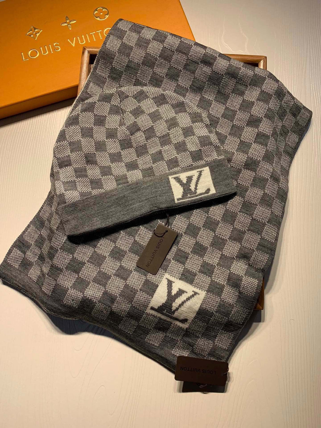 L&V  Knit Beanie + Matching Scarf Set