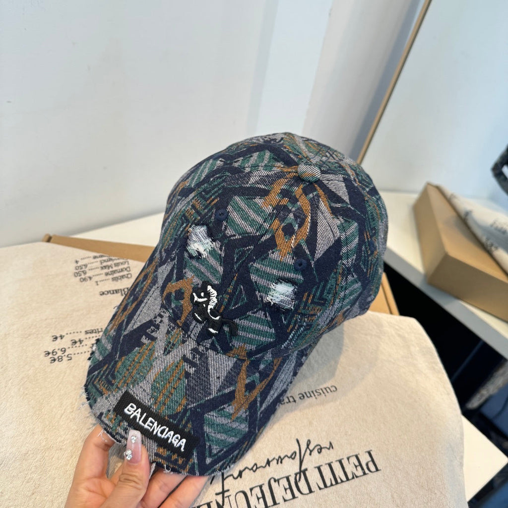 Embroidered Logo Distressed Baseball Cap - Premium Cotton Blend