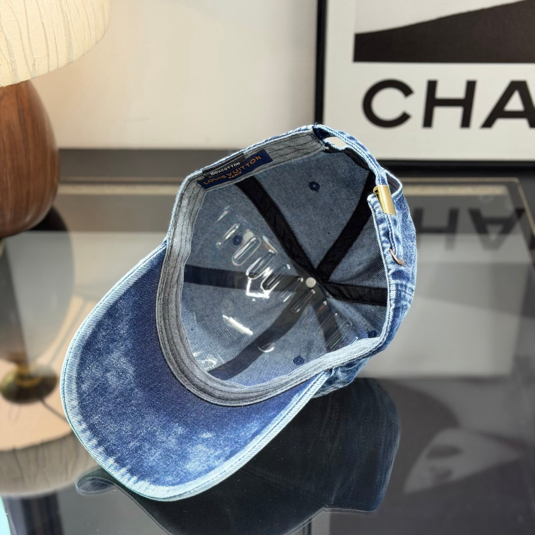 Vintage Washed Denim Baseball Cap - Distressed Streetwear Style