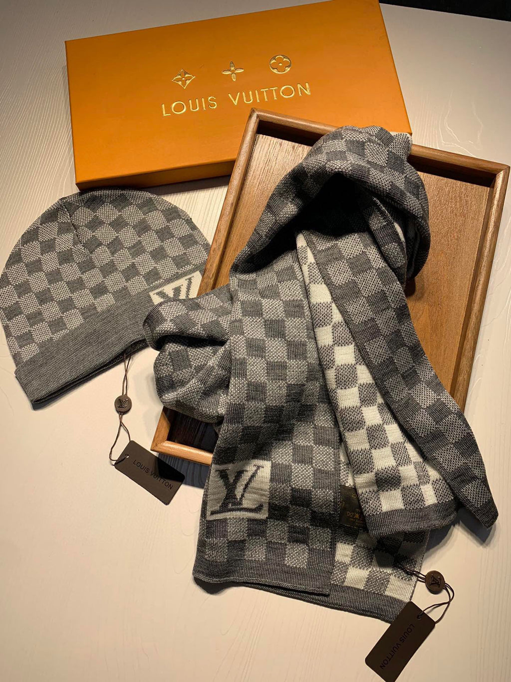 L&V  Knit Beanie + Matching Scarf Set