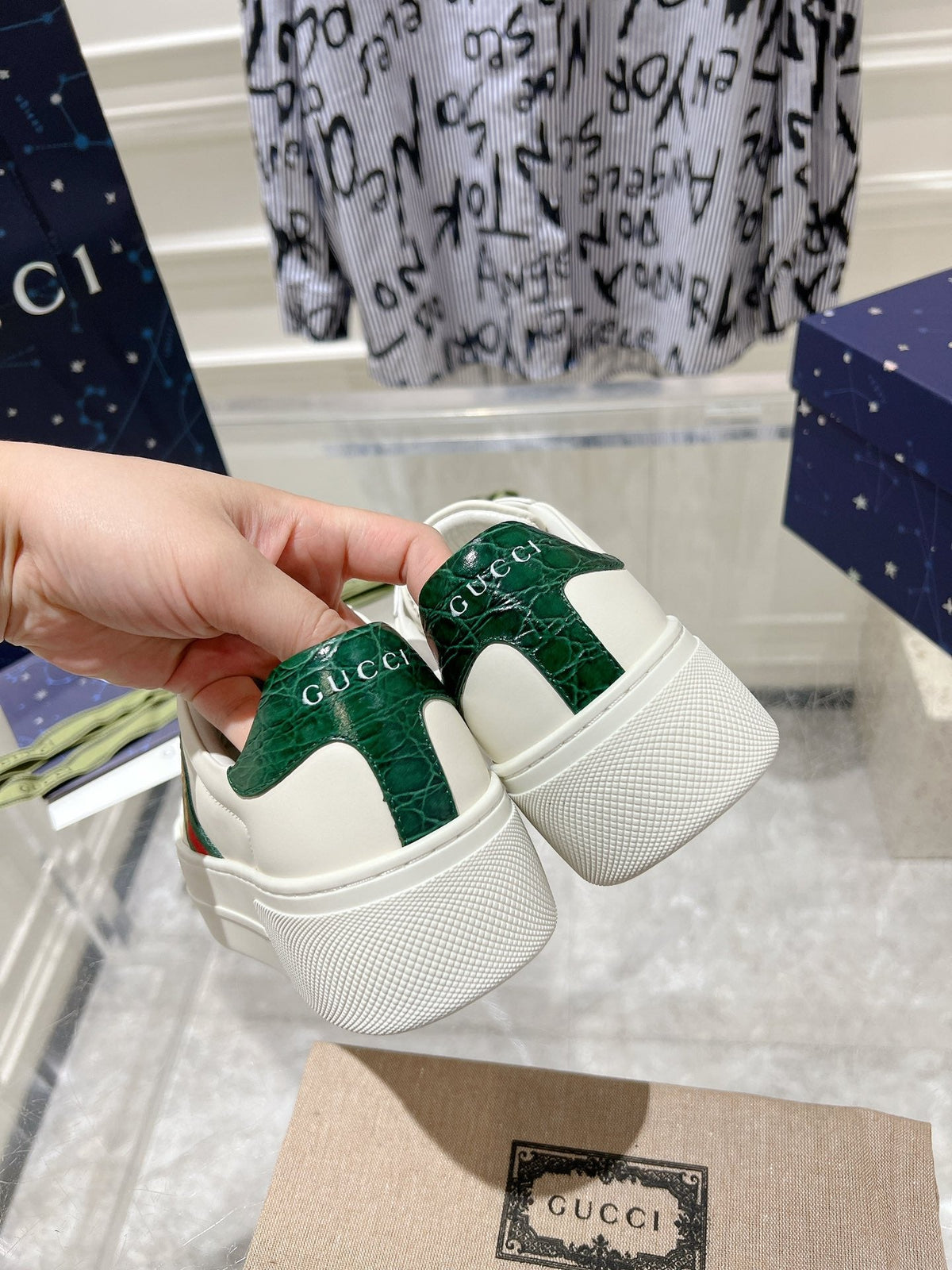 GUCCI ACE 30 SUPREME TRAINER WHITE CALFSKIN