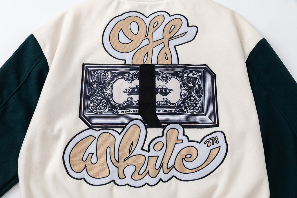 OFF WHITE Men's Blue Cash Wool Varsity Jacket