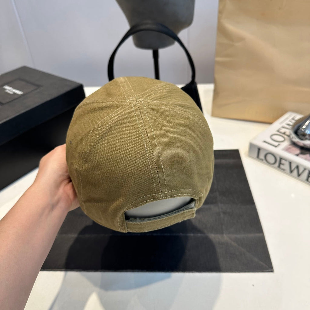 Minimalist Embroidered Cotton Baseball Cap - Khaki