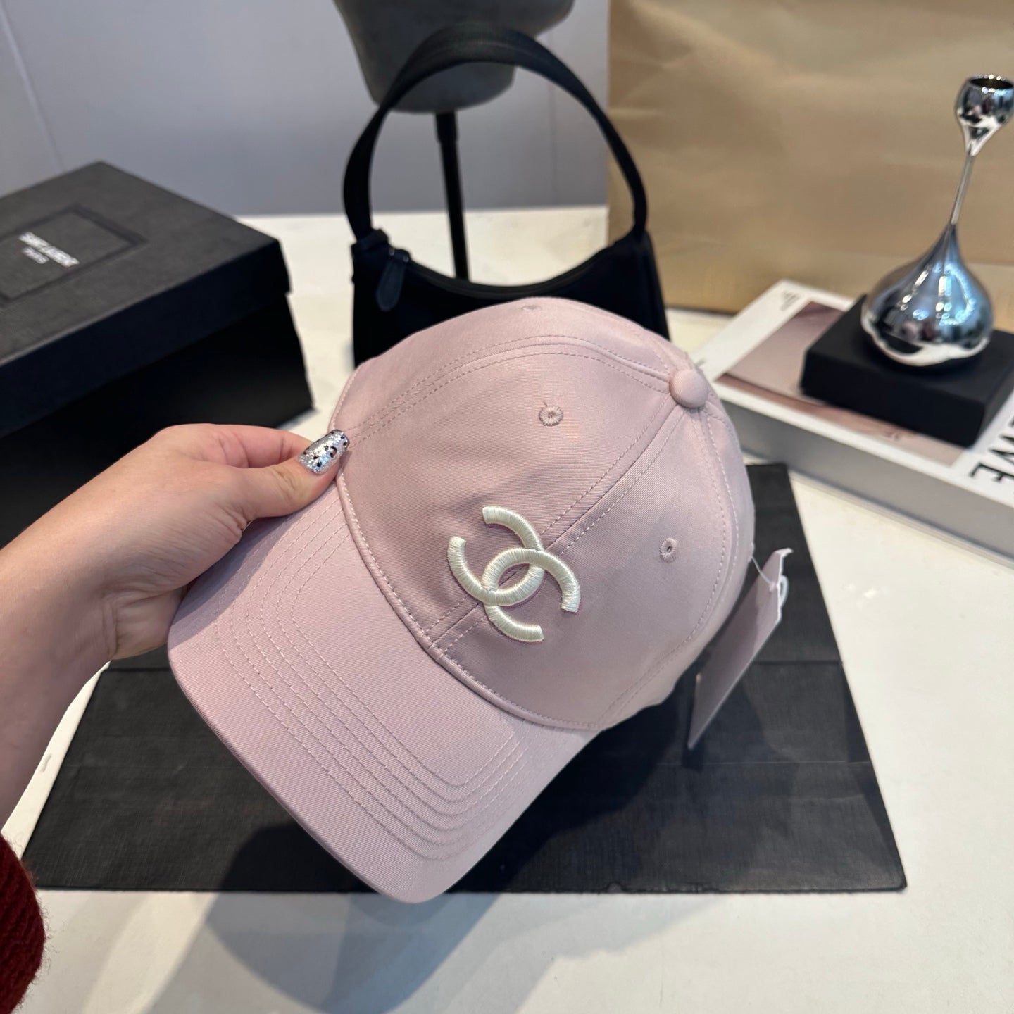 Embroidered Cotton Baseball Cap — Blush