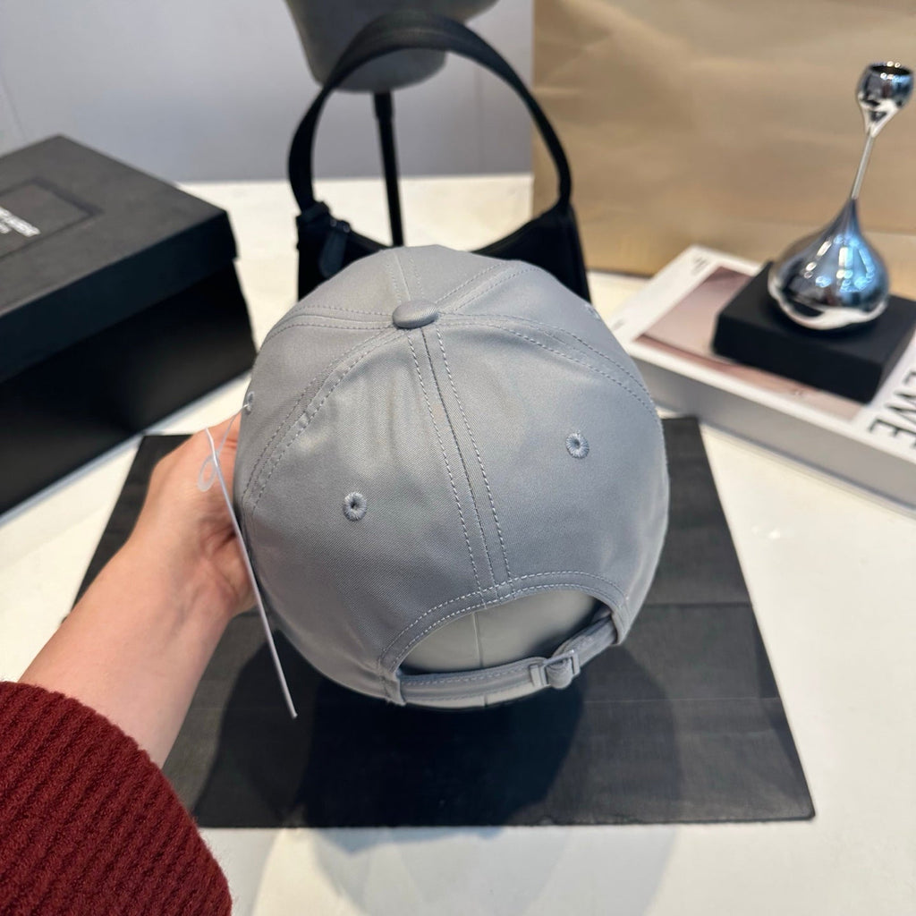 Embroidered Cotton Baseball Cap — Grey