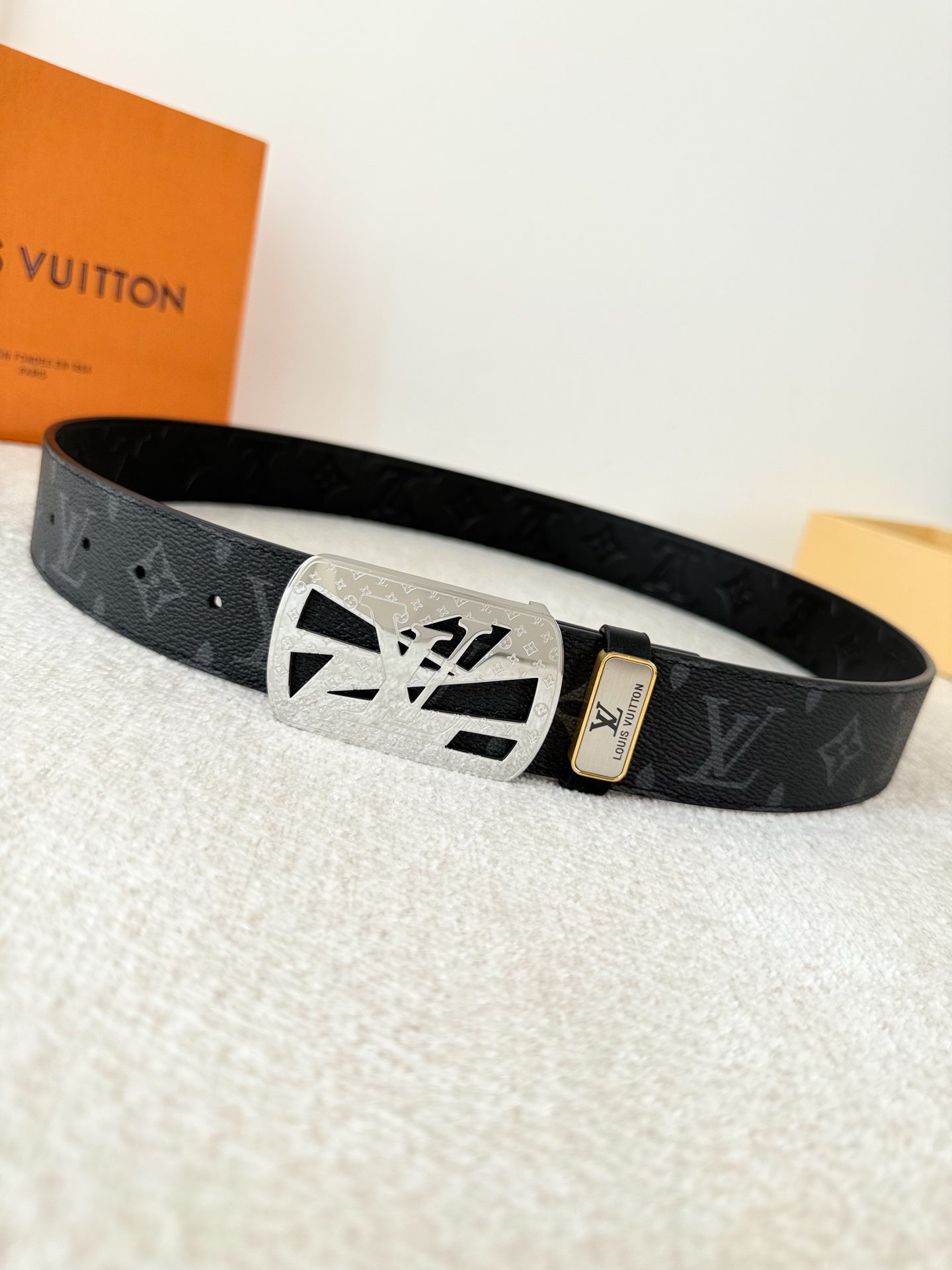 Modern Monogram Embossed Leather Belt | 3.8cm Width Men's Accessory