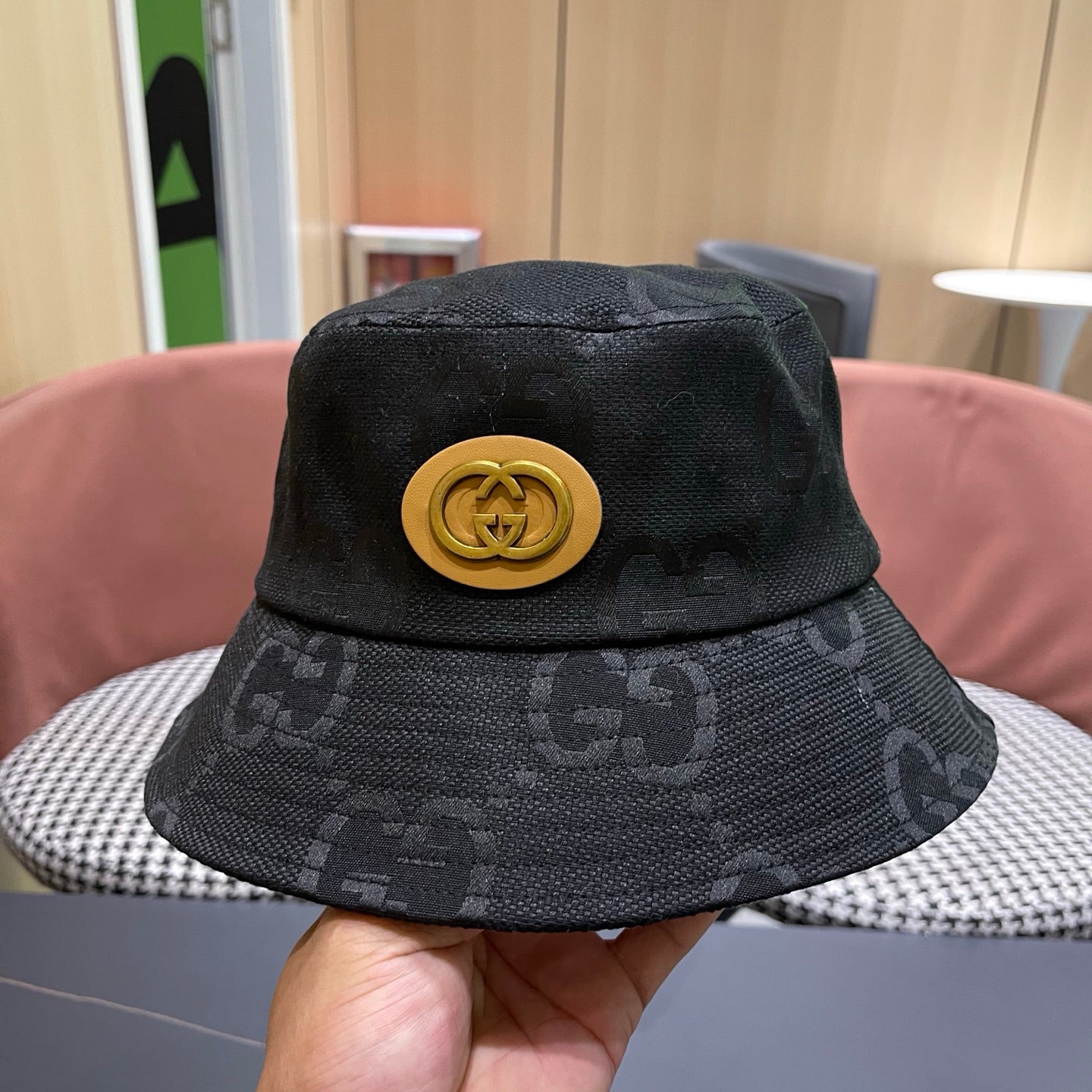 Premium Monogram Bucket Hat - Classic Streetwear Casual Cap