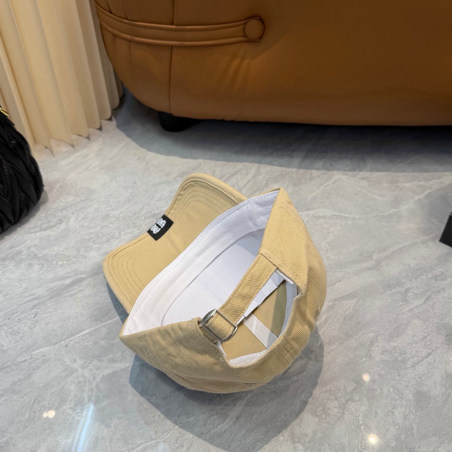 Minimalist Distressed Baseball Cap in Beige