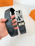 Modern Monogram Embossed Leather Belt | 3.8cm Width Men's Accessory