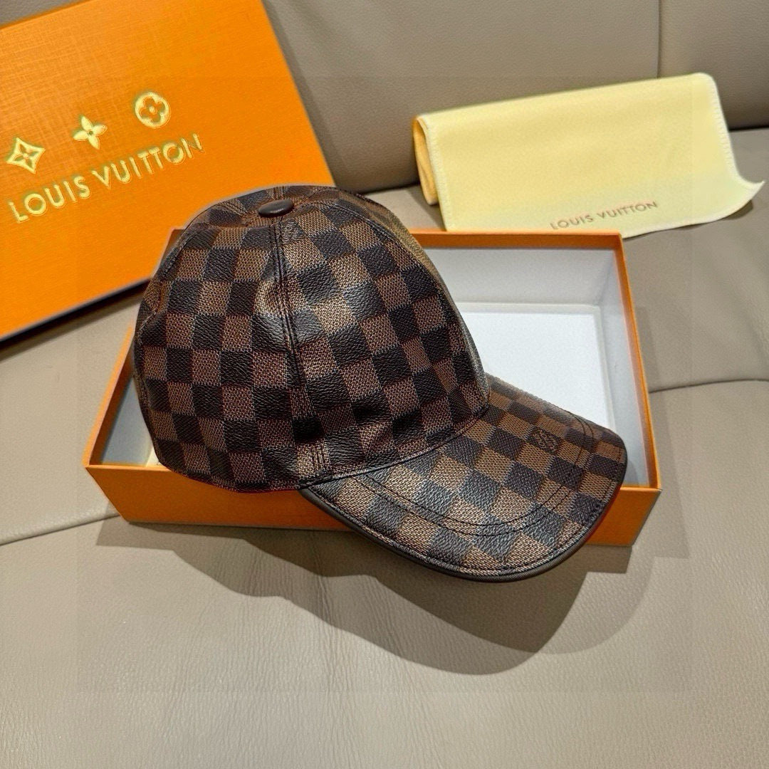 Classic Checkered Baseball Cap in Earth Tones