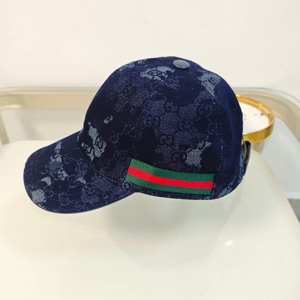Chic Navy Baseball Cap with Subtle Monogram Detailing