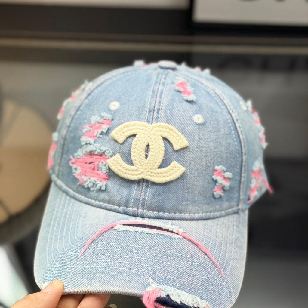 Distressed Denim Baseball Cap - Vintage Wash Summer Sun Hat