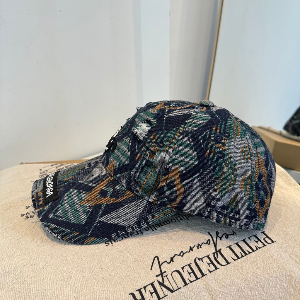 Embroidered Logo Distressed Baseball Cap - Premium Cotton Blend