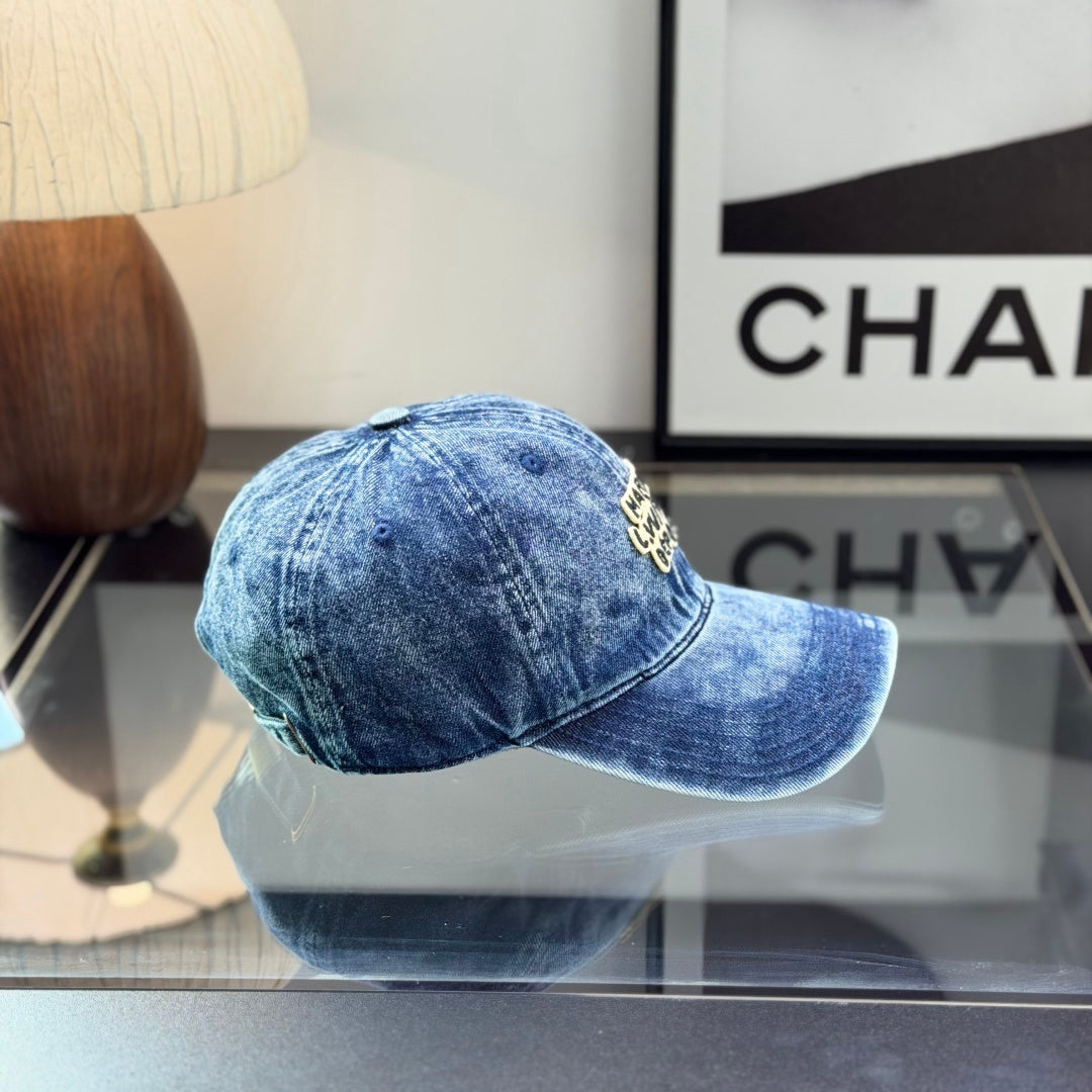 Vintage Washed Denim Baseball Cap - Distressed Streetwear Style