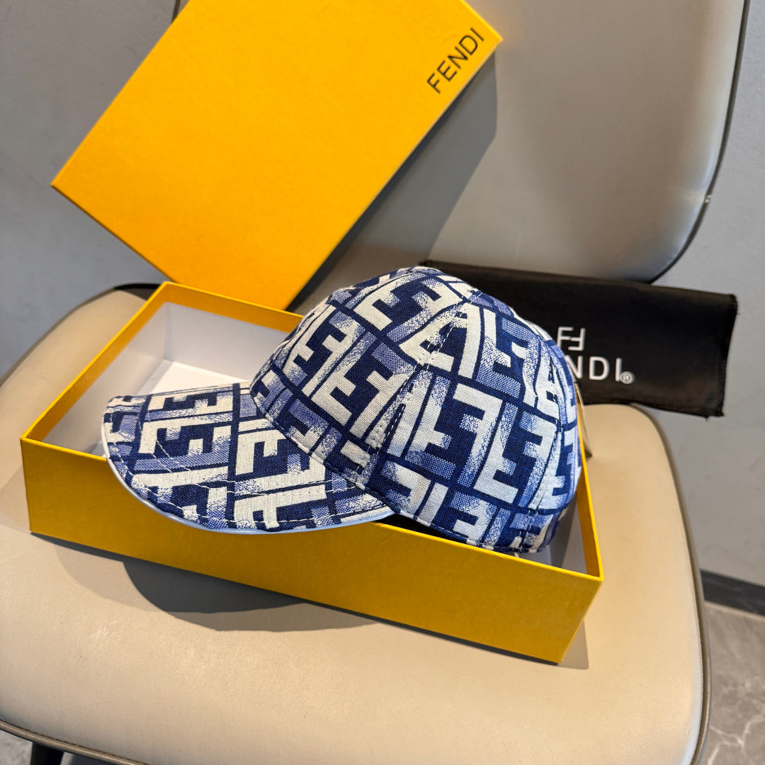 Double F Patterned Baseball Cap - Blue Denim Aesthetic