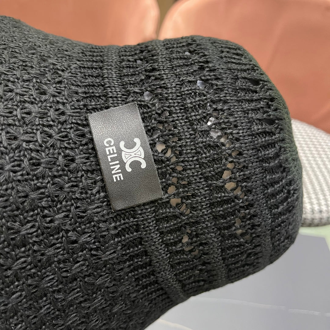 CELINE BUCKET HAT MODEL 651870 IN BLACK CROCHET