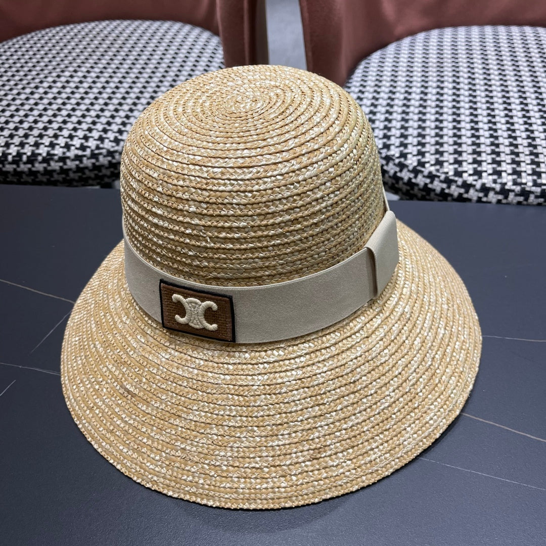 CELINE BUKET HAT MODEL 653603 IN NATURAL RAFFIA STRAW