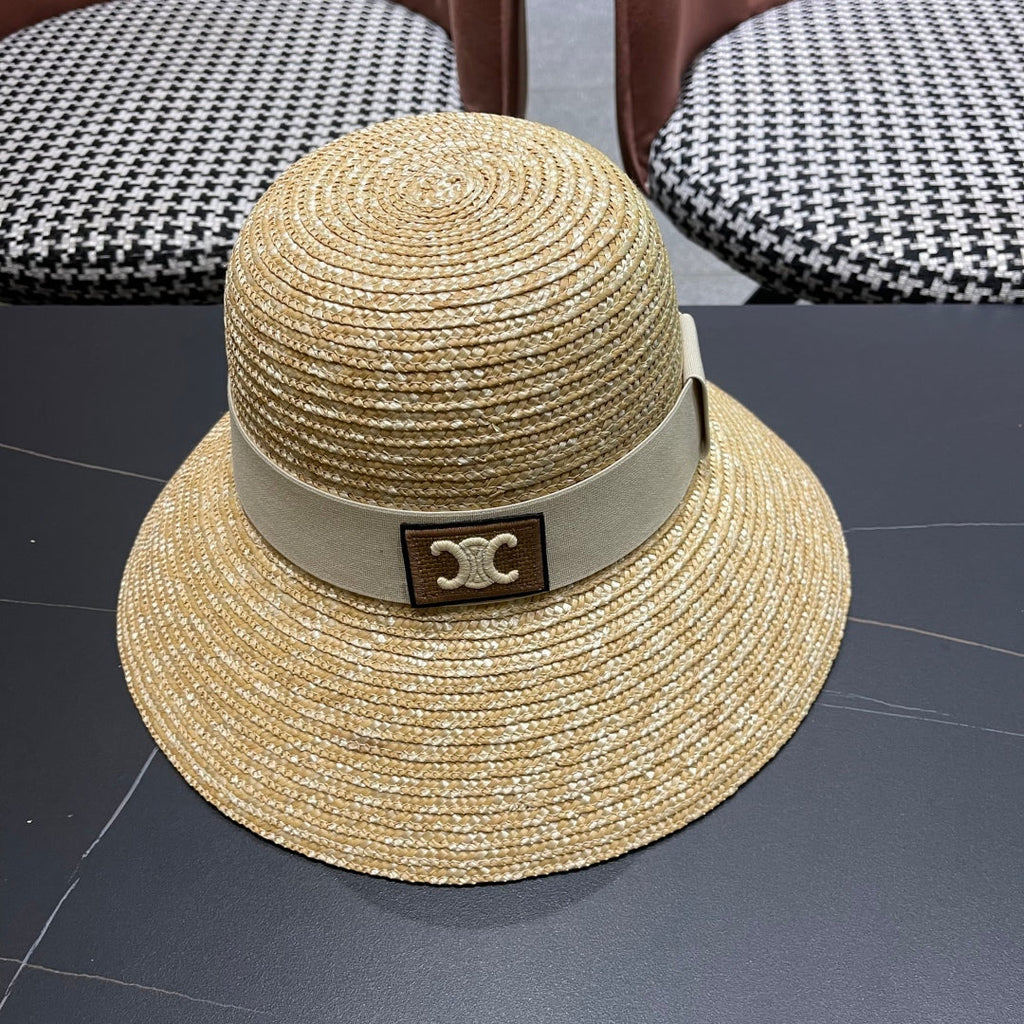 CELINE BUKET HAT MODEL 653603 IN NATURAL RAFFIA STRAW