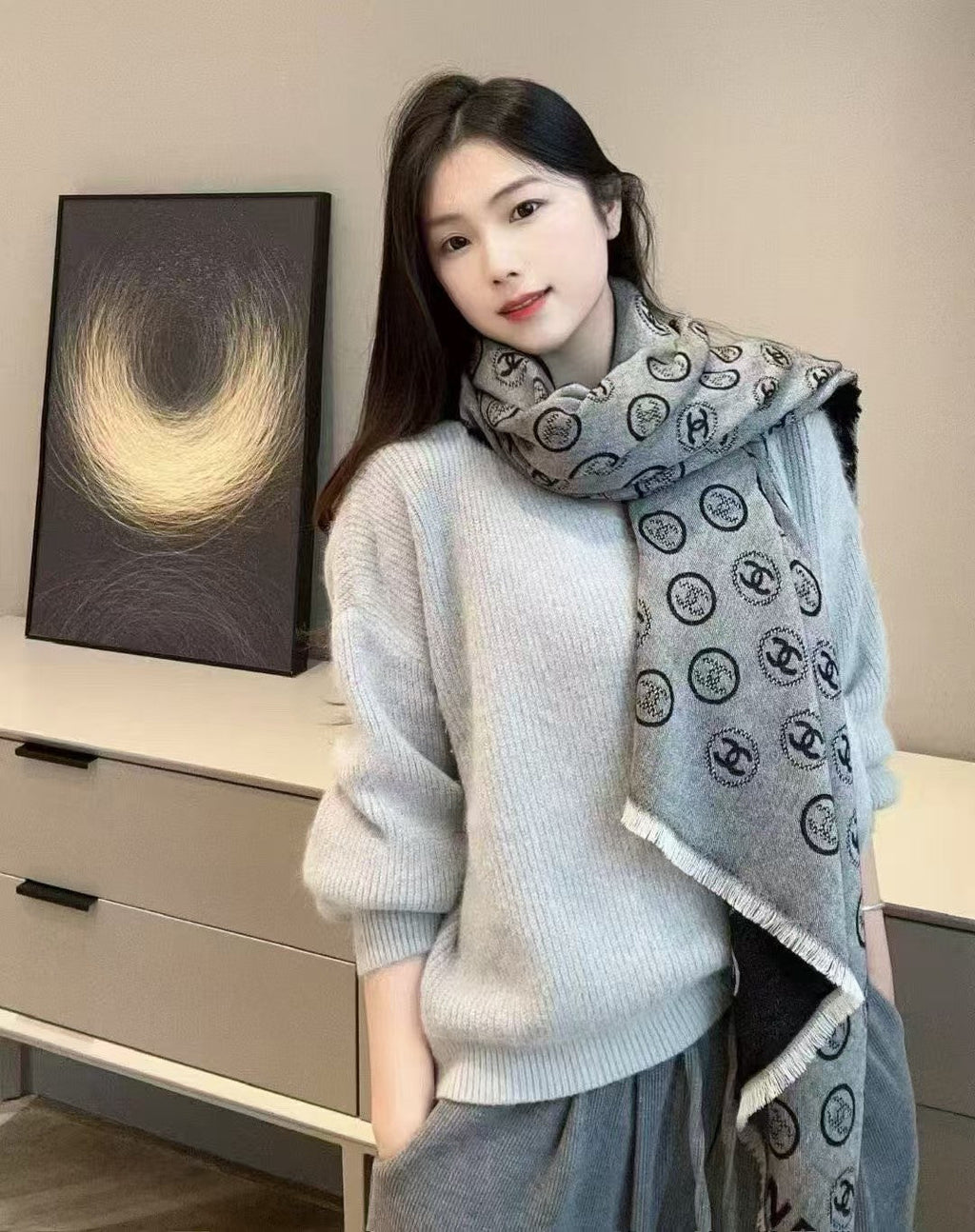 CHANEL 25S SCARF 200 CM IN CASHMERE 942945