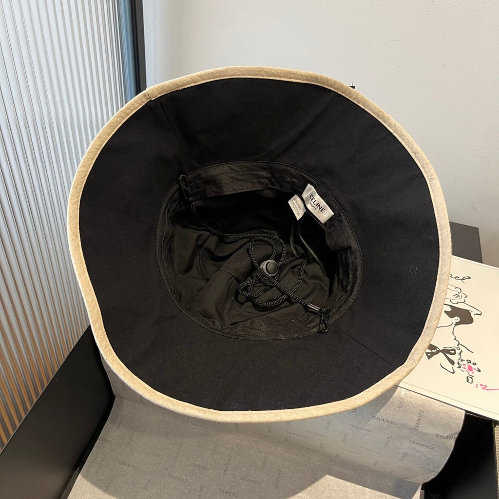 CELINE BUCKET HAT MODEL 651983 IN BLACK SLUB FABRIC