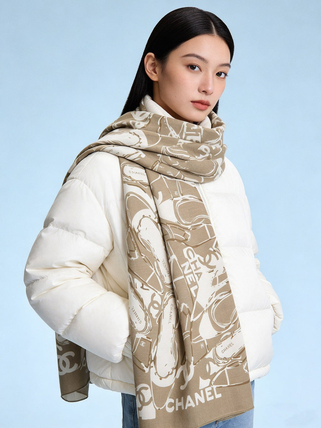 CHANEL 25S SCARF 135 IN CASHMERE 991696