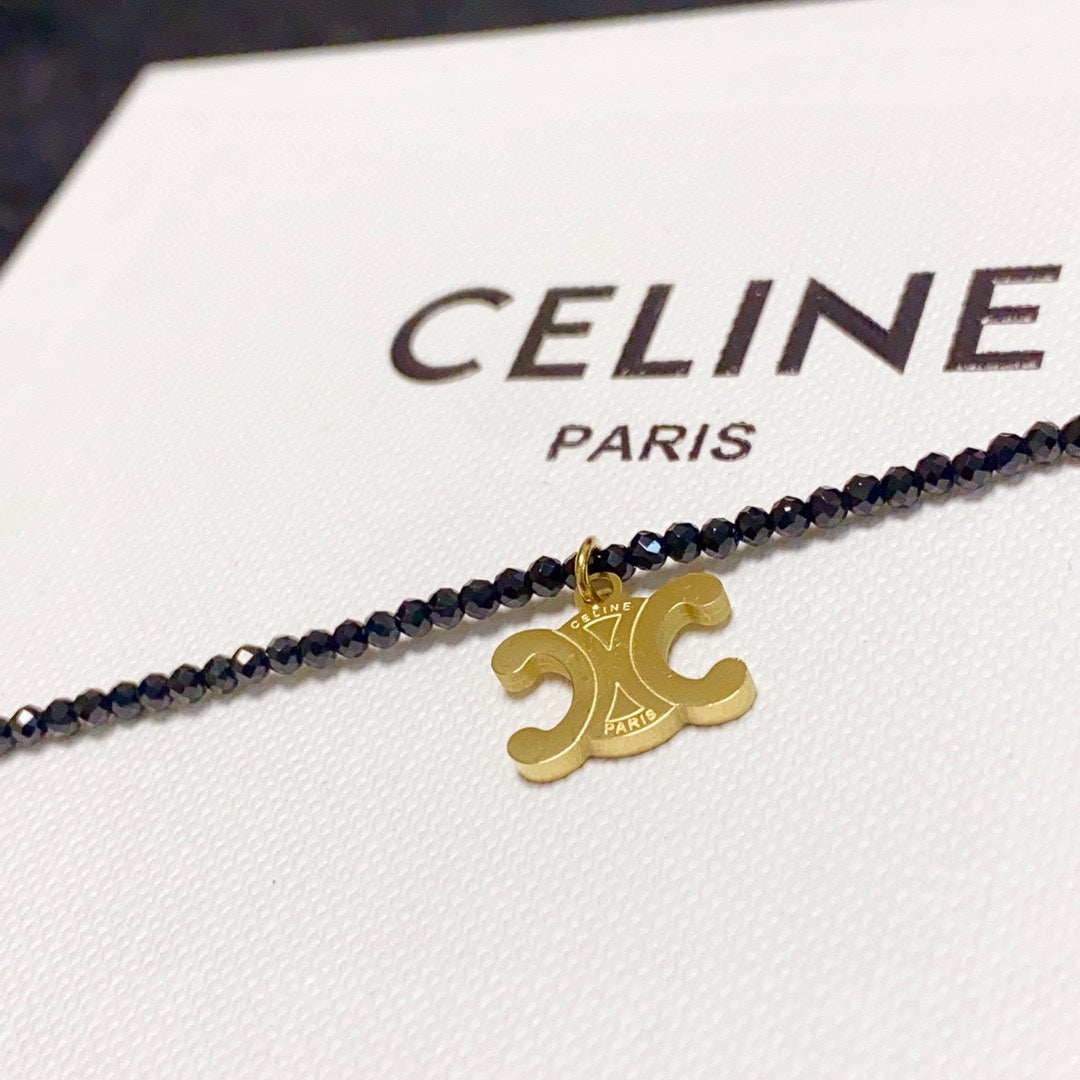 18K Celine Black Crystals Necklace