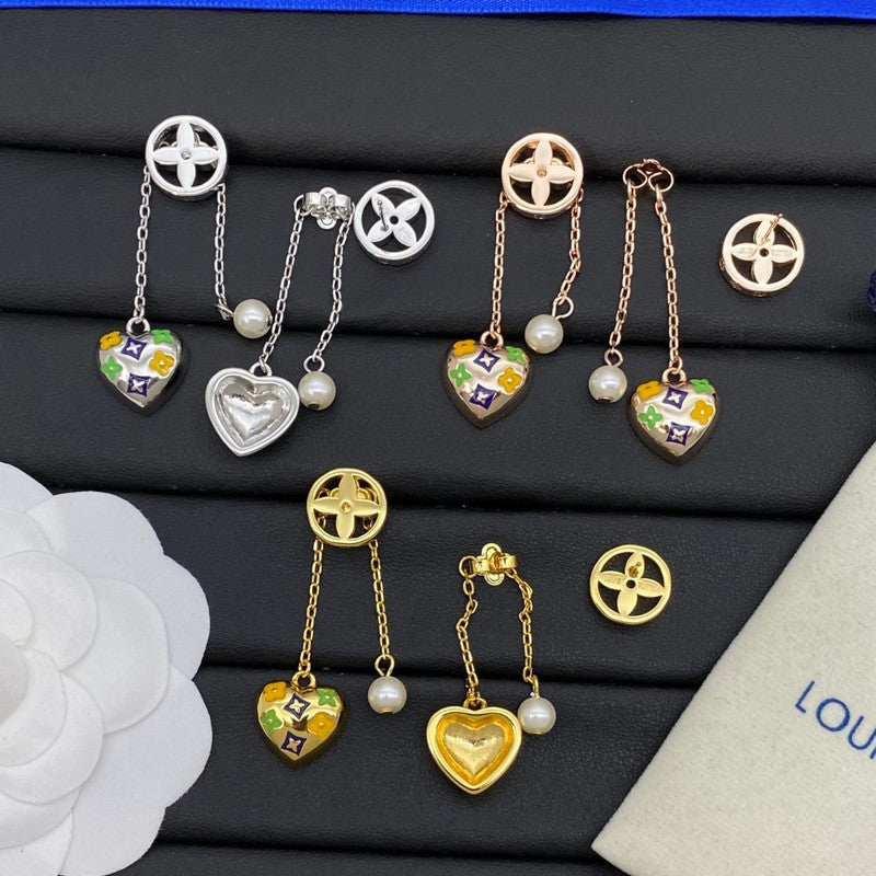 18K Louis Vuitton Diamond Pearl Drop Earrings