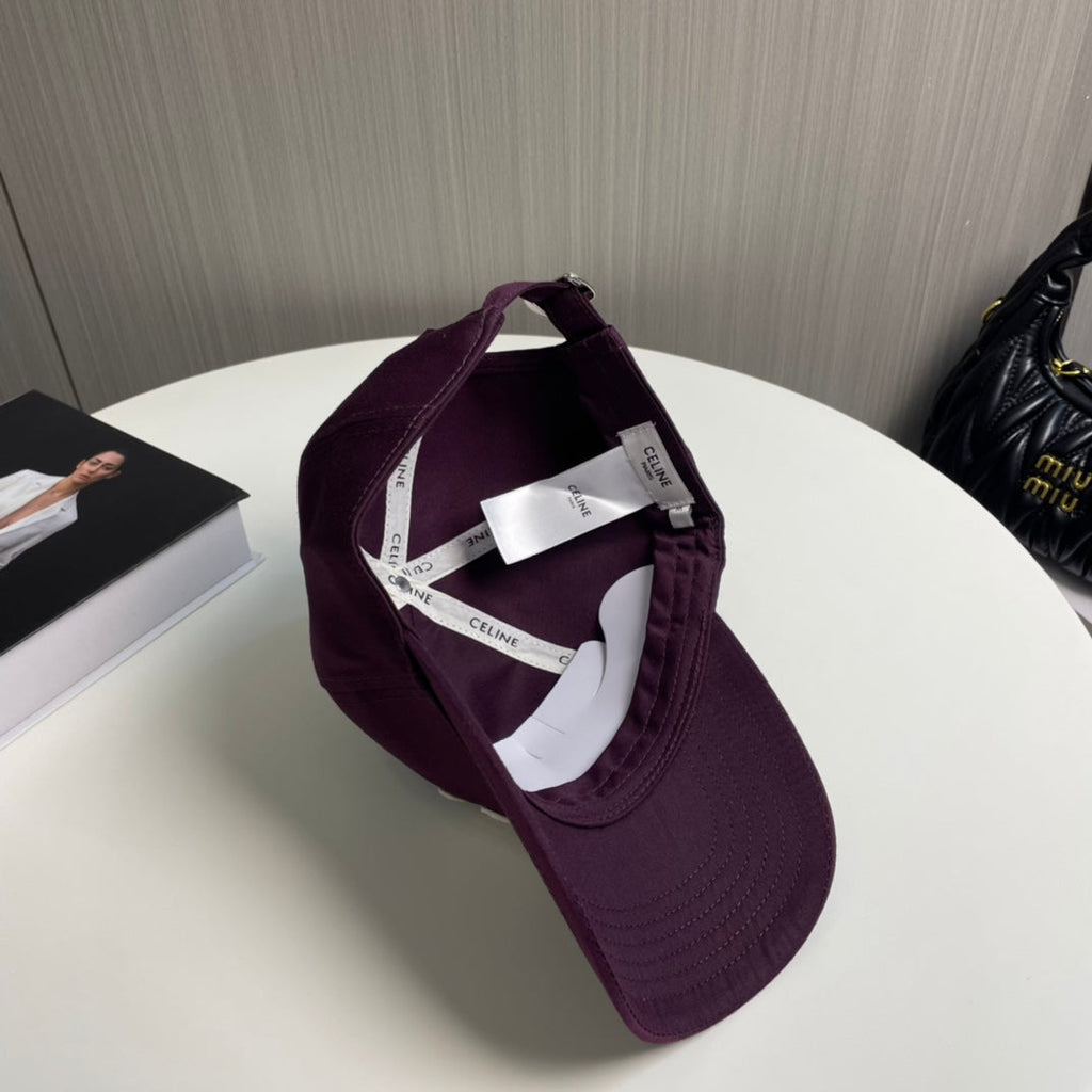 CELINE BASEBALL CAP MODEL 650713 IN WINE PURPLE COTTON