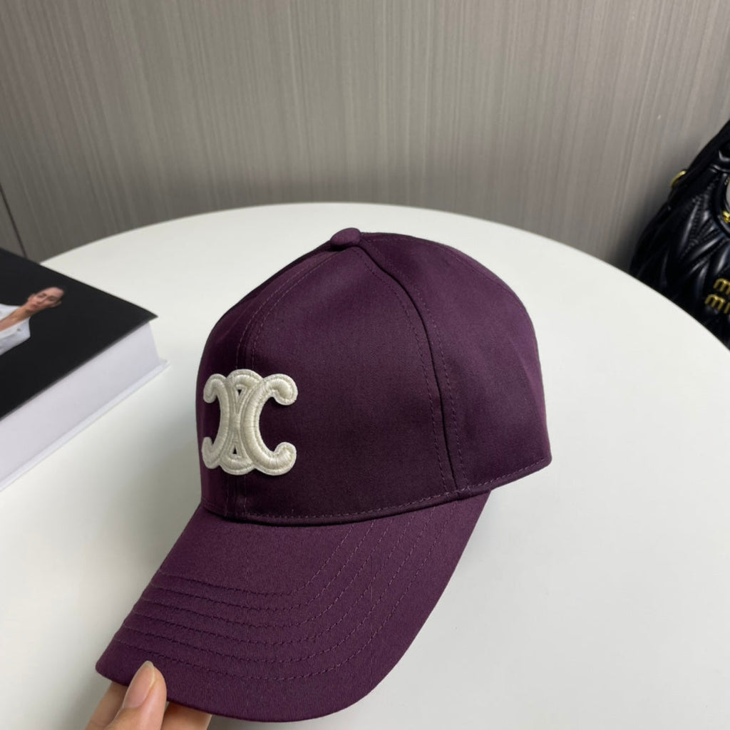 CELINE BASEBALL CAP MODEL 650713 IN WINE PURPLE COTTON