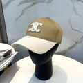 CELINE BASEBALL CAP MODEL 652407 IN OLIVE GREEN AND WHITE FABRIC