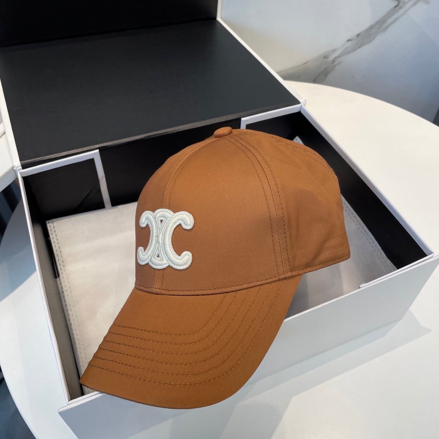 CELINE BASEBALL CAP MODEL 650752 IN BURNT ORANGE COTTON
