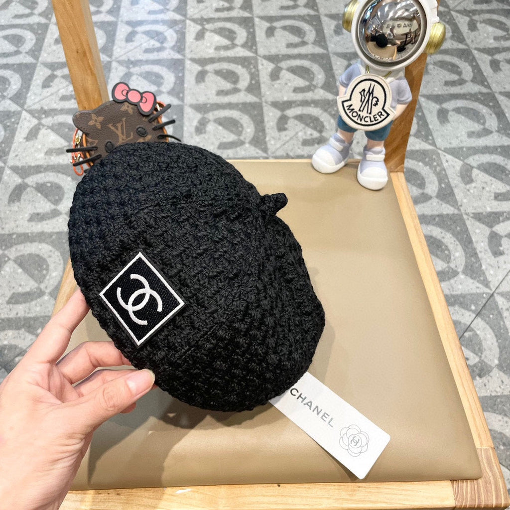 CHANEL BERET HAT BLACK 431752