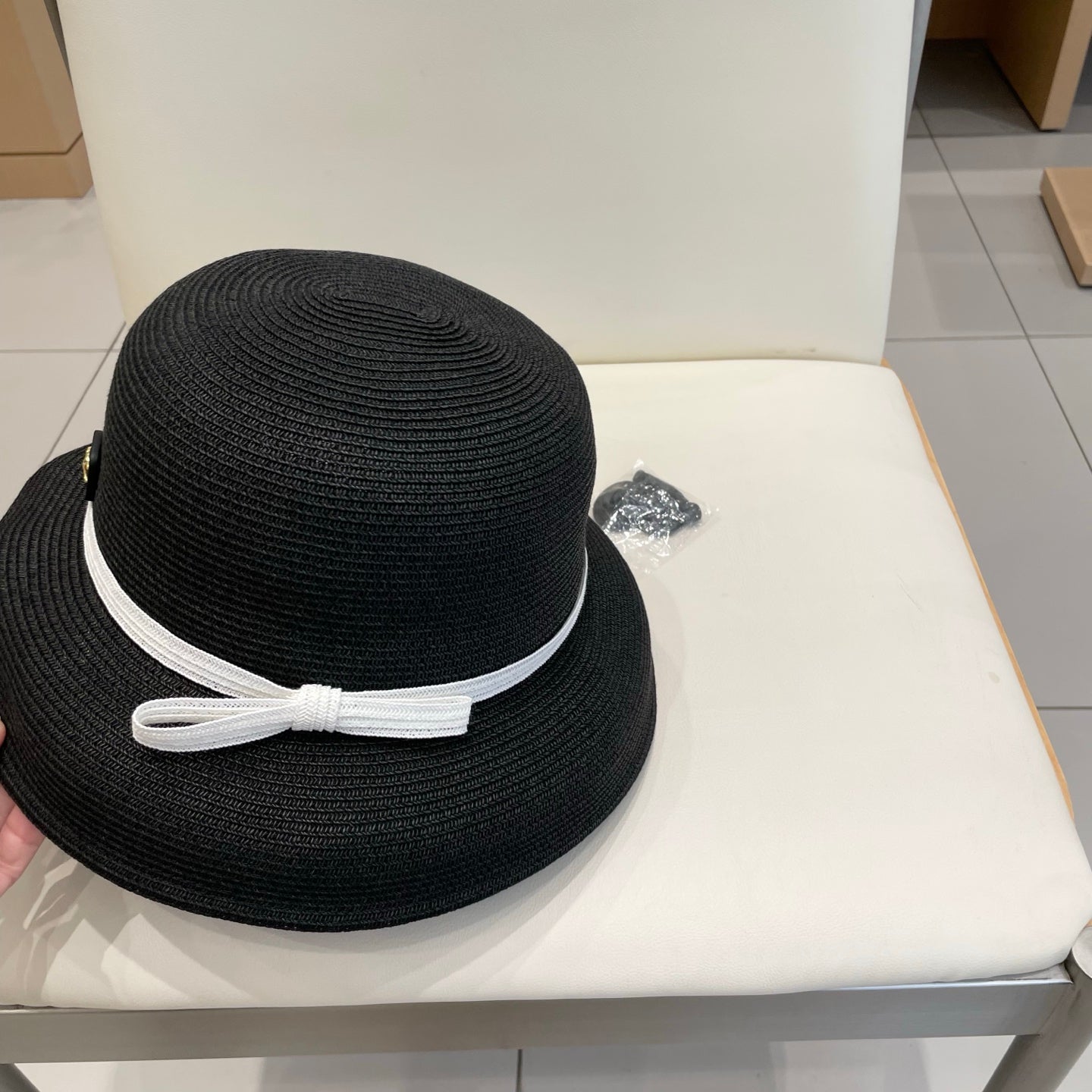 CELINE BUKET HAT MODEL 650561 IN BLACK SPRAY FABRIC