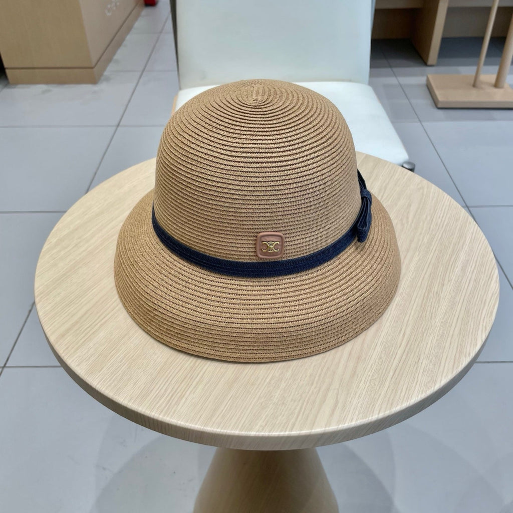 CELINE BUKET HAT MODEL 650562 IN LIGHT BROWN SPRAY FABRIC