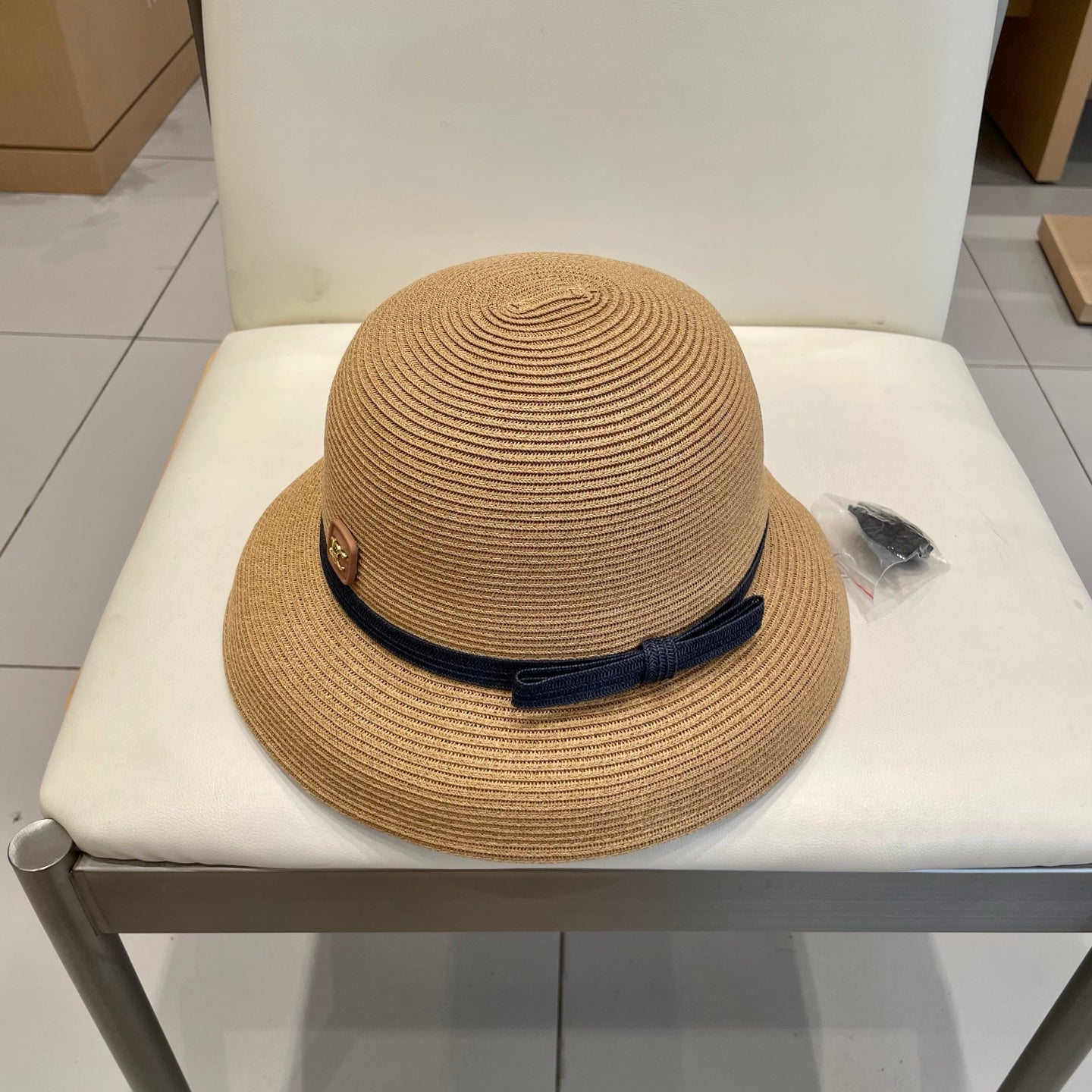 CELINE BUKET HAT MODEL 650562 IN LIGHT BROWN SPRAY FABRIC