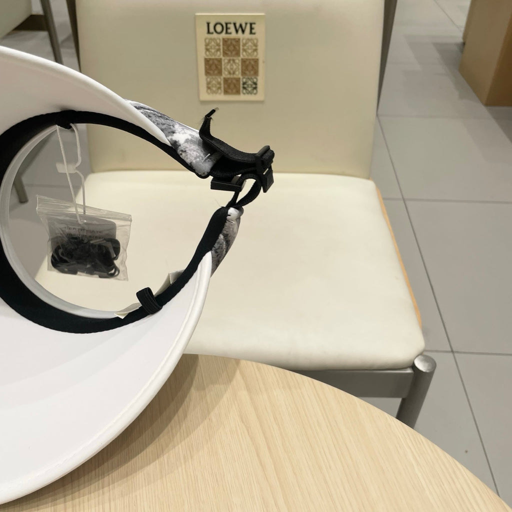 CELINE VISOR HAT MODEL 652204 IN GREY AND WHITE FABRIC