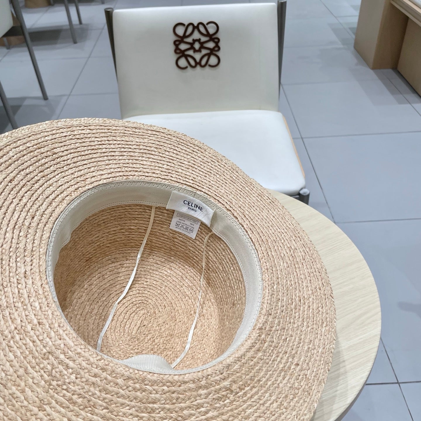 CELINE WIDE BRIM HAT MODEL 652232 IN NATURAL WOVEN STRAW