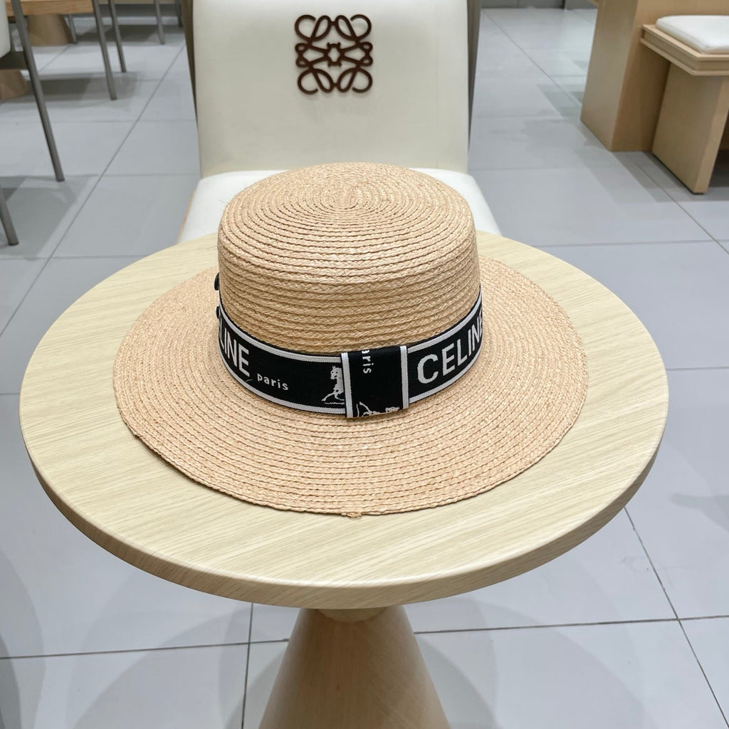 CELINE WIDE BRIM HAT MODEL 652234 IN NATURAL WOVEN STRAW