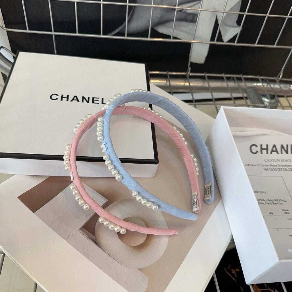 CHANEL HEADBAND BLUSH PINK SILK 168621