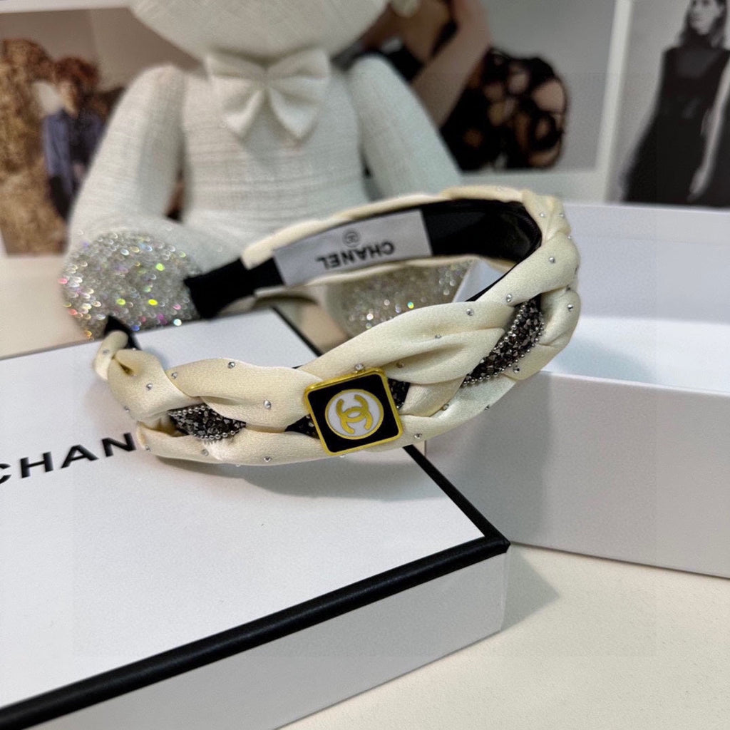 CHANEL HAIRBAND LOGO WHITE FOR WOMEN 151339