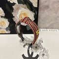 CHANEL RUBY RED MIX LIGHT YELLOW FABRIC HEADBAND 168586