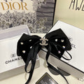 CHANEL BLACK VELVET HAIR CLIP WITH BOW AND CRYSTAL 412471