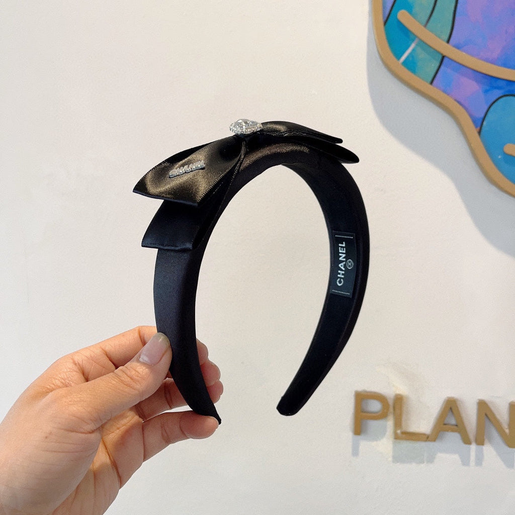 CHANEL BLACK SILK AND FABRIC HAIRBAND 414429