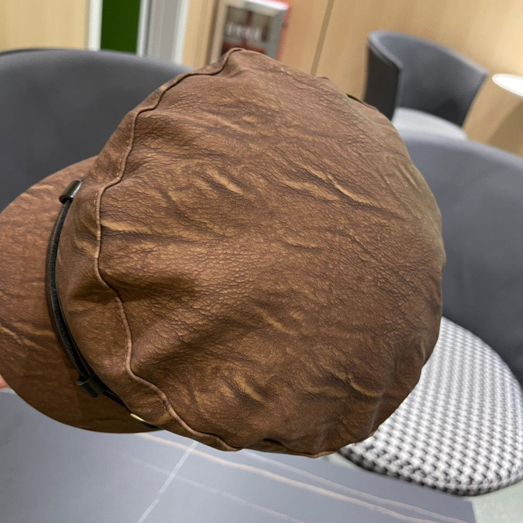 CHANEL BAKER BOY CAP IN PECAN BROWN CALFSKIN 420947