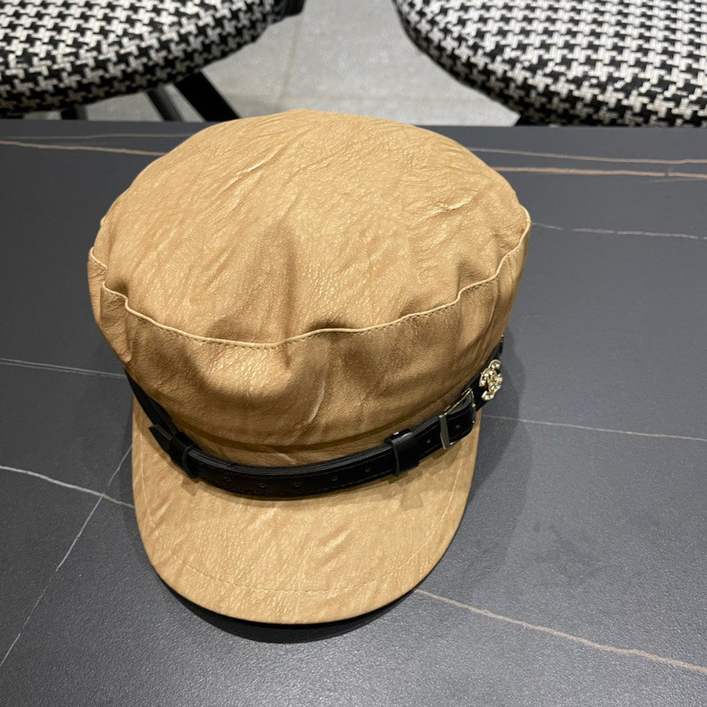 CHANEL BAKER BOY CAP IN PEANUT BROWN CALFSKIN 420948