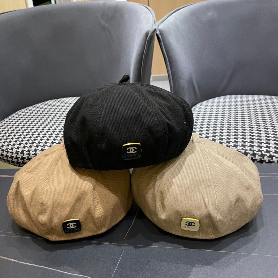 CHANEL BERET HAT IN CIDER BROWN CORDUROY 429845