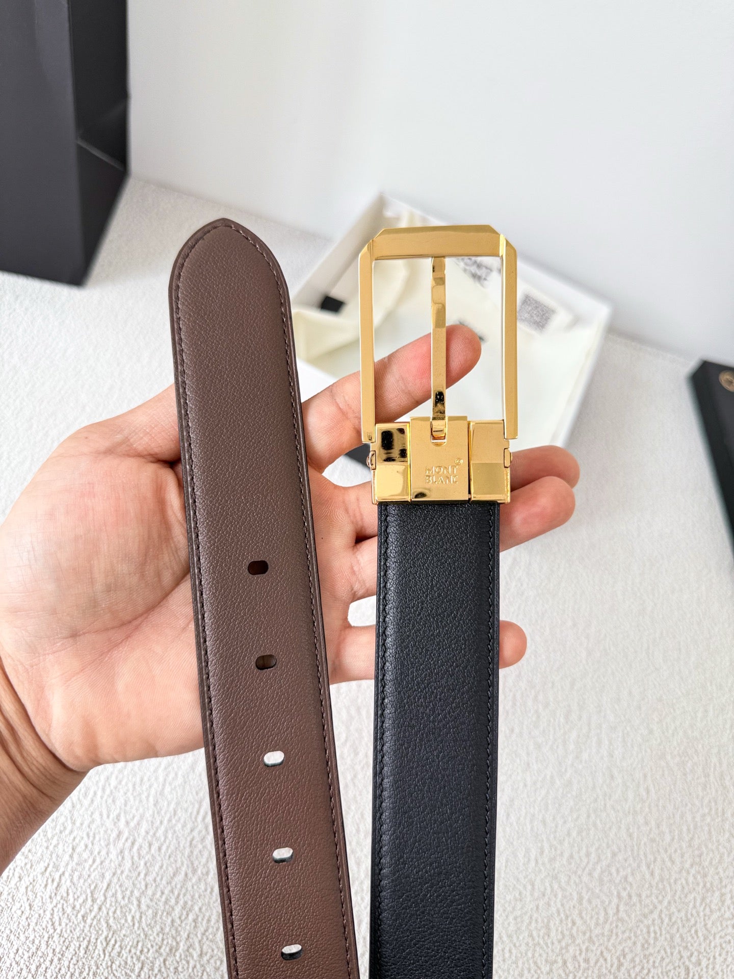 Men's Genuine Cowhide Leather Belt – Classic Pin Buckle | 3.5cm Width | Gift-Ready