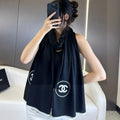 CHANEL LONG SCARF 200 CM IN BLACK CASHMERE AND SILK 396411