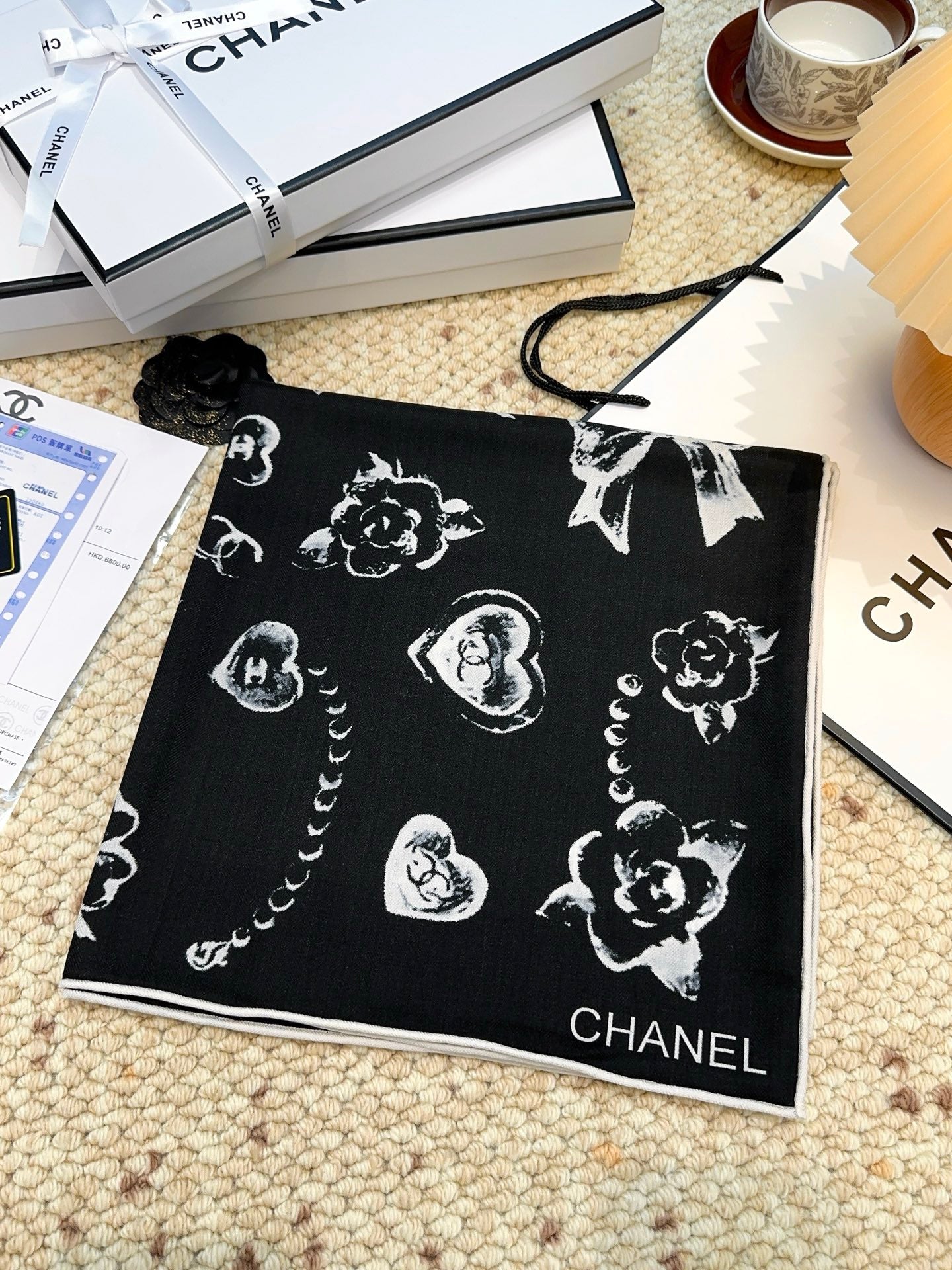 CHANEL 25S SCARF 140 CM IN CASHMERE SILK 943924