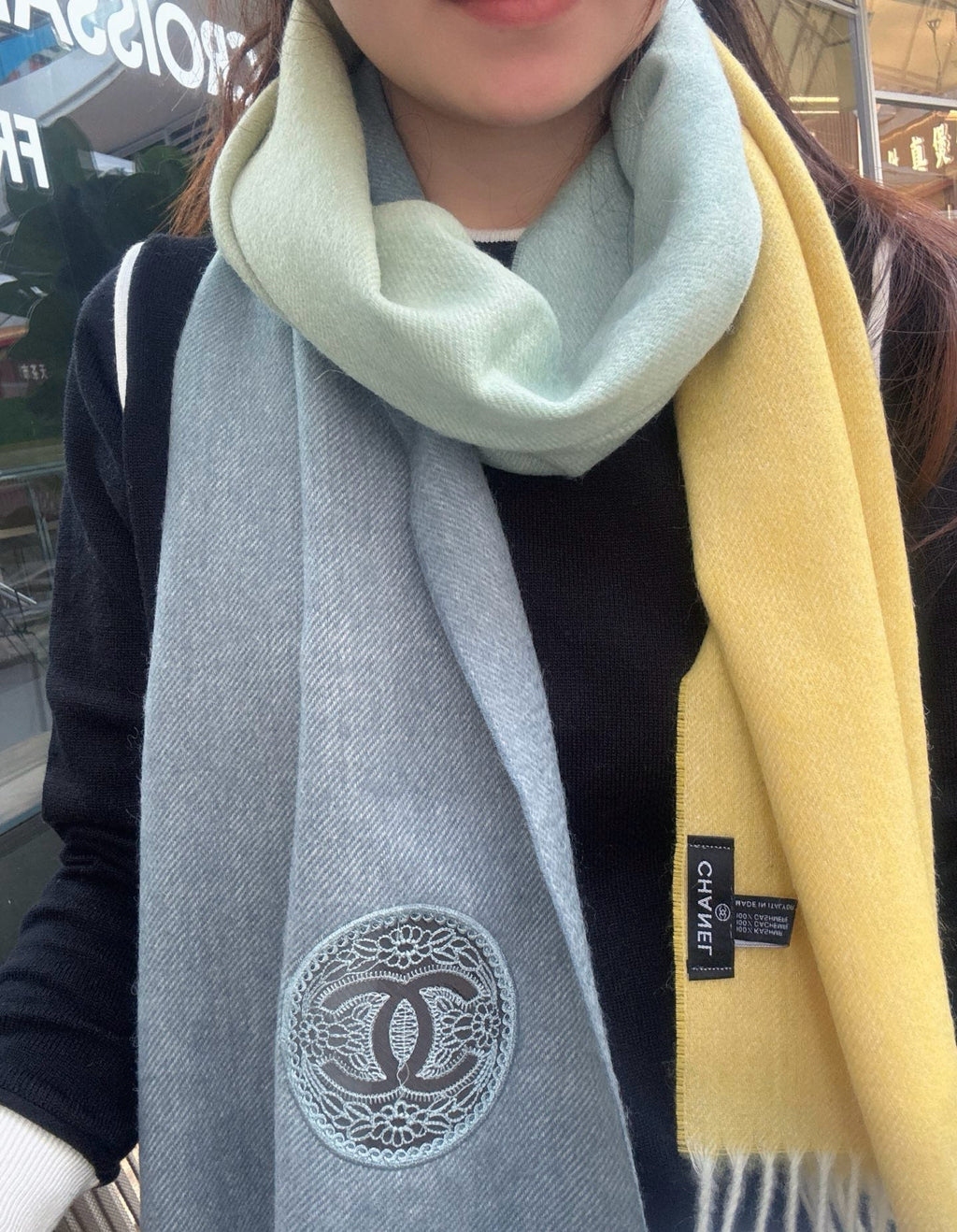 CHANEL 25S SCARF 180 IN CASHMERE 876135